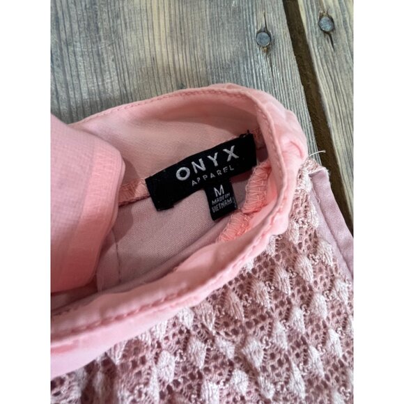 Onyx Apparel Sleeveless High Neck Blouse Womens M Knit Stretch Lined Coquette - Picture 4 of 7